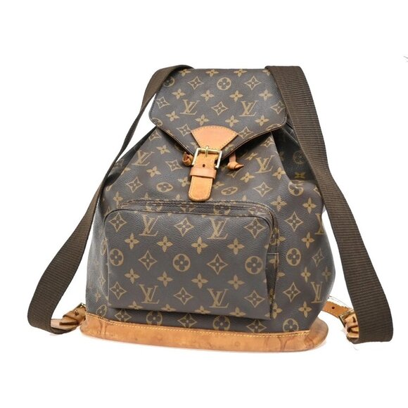 LOUIS VUITTON Montsouris GM Backpack Bag Monogram Leather Brown M51135 77FB766 - Picture 1 of 15